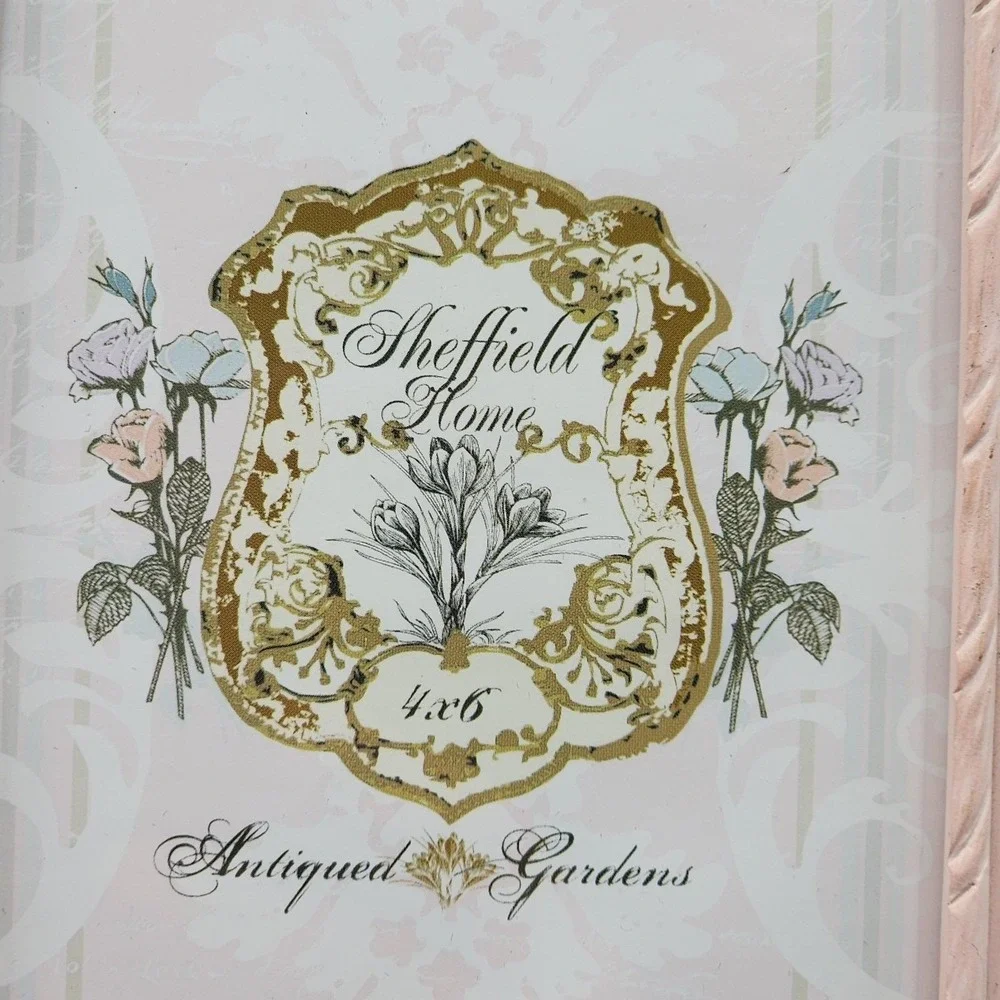 Vintage 90s Sheffield Home Pink Ornate Floral Photo Frame Antiqued Gardens 4 x 6